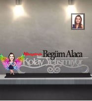 Kişiye Özel Melek Anne Karikatürlü Kolay Yetişmiyor Ahşap Biblo Model-3