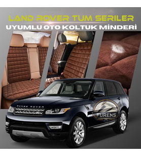 Land Rover Tüm Seriler  Kahverengi Renk Tay Tüyü Cepli & Terletmez Sırtlı Oto Koltuk Minder Seti - Koltuk Koruma Kılıfı (ÖN & ARKA TAM SET)