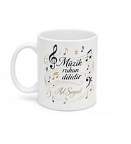 Müzik Sever İçin Nota Desenli Baskılı Kupa Bardak Müzisyen Hediye