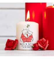 Romantik Aşıklar Mesajlı Mum