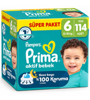 Prima Aktif Bebek Bebek Bezi 6 Beden 13-18 KG Extra Large 114 Adet Süper Fırsat Pk