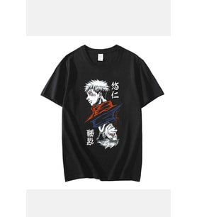 Sukuna Red - Blue Design Tişört (Siyah)