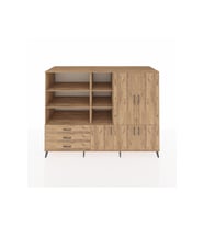 Kronos Dolap 11 Raflı 3 Çekmeceli 5 Kapaklı 220x59x163 Çam-Çam