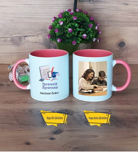Matematik Öğretmeni Kupa Bardak Pembe Fotoğraflı Öğretmenler Günü Hediyesi