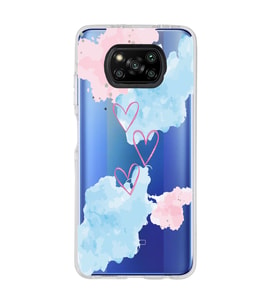 Poco X3 NFC Uyumlu Kalp Desenli Şeffaf Telefon Kılıfı
