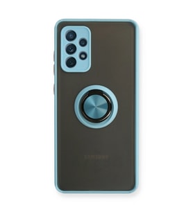 Samsung Galaxy A72 Kılıf Montreal Yüzüklü Silikon Kapak - Buz Mavi