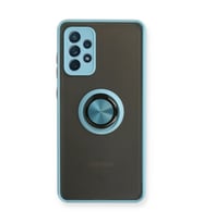 Samsung Galaxy A72 Kılıf Montreal Yüzüklü Silikon Kapak - Buz Mavi