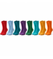 Unisex Renkli Çorap 8'li Set Günlük Rahat Esnek Uzun Soket Çorap Canlı Renkler Yumuşak Konforlu Seti — Renk: Çok Renkli, Beden: 36-40