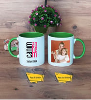 Anneye Hediye Kupa Bardak Yeşil Fotoğraflı Anneler Günü Doğum Günü Hediyesi