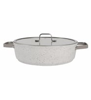 Porland Bianco Kapaklı Basık Tencere 28 cm 04STY003253 (Beyaz)