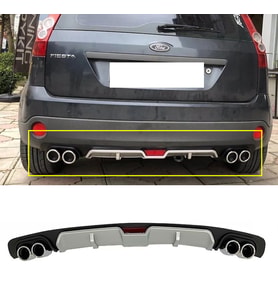 Ford Fiesta Gri Difüzör 4 Krom Egzoz Görünümlü Difizör Arka Ek Body Kit 2003 - 2008