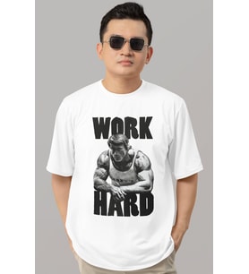 Tasarım Arnold Work Hard Fitness Bodybuilding Sporcu Gym Baskılı Unisex Oversize Tişört
