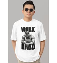 Tasarım Arnold Work Hard Fitness Bodybuilding Sporcu Gym Baskılı Unisex Oversize Tişört