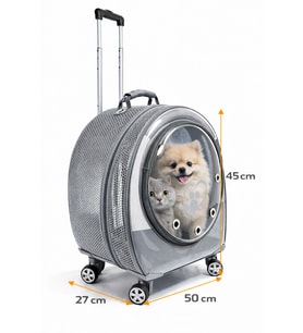 Jumbo Fileli Tekerlekli Kedi Köpek Taşıma Çantası 45 x 50 x 27 cm Gri 15 kg