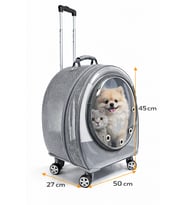 Jumbo Fileli Tekerlekli Kedi Köpek Taşıma Çantası 45 x 50 x 27 cm Gri 15 kg