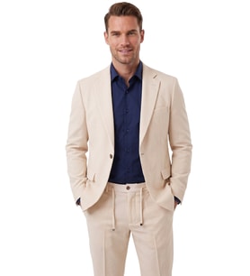 DeepSEA Erkek Bej Slim Fit Likralı Gofre Kumaş Takım Elbise İpli Lastikli Pantolon 2602326