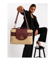 GLANZIA Aura Bordeaux Straw Bag Bordo Hasır Kadın Omuz ve Çapraz Askılı Çanta Şık Günlük Kullanım