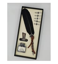 TÜYLÜ DİVİT UÇLU DOLMA KALEM SET ( MÜREKKEP VE 5 FARKLI DİVİT UÇ ) (Siyah)