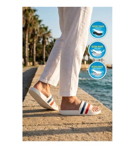 Walkway 8000-01 G Beyaz-Lacivert Unisex Terlik