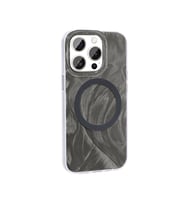 iPhone 15 Pro Kılıf Magsafe Şarj Özellikli Fırça Boya Desenli Brush Paint Patterned Kapak (Gri)