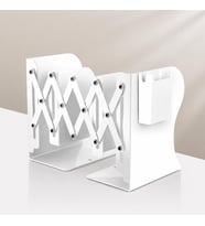 Tutucu, Masaüstü Kitap Desteği ve Raf Düzenleyici Stand, 9-42 cm Genişleyebilir, Mıknatıslı Kalemlik Hediyeli (Beyaz)
