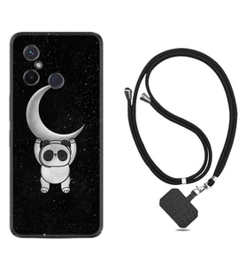 Xiaomi Redmi 12C Kılıf Resimli Boyun Askılı İpli Desenli Silikon Series Panda Moon 1811