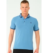 T8586 DEWBERRY ERKEK POLO YAKA T-SHIRT-İNDİGO-2