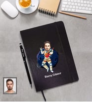 Kişiye Özel Uzay Karikatürlü Siyah Defter Kalem Hediye Seti Bay-1