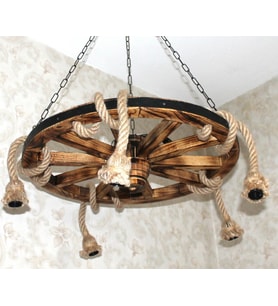 Otantik Çarşı Ahşap Teker Avize 70  cm. 5'li