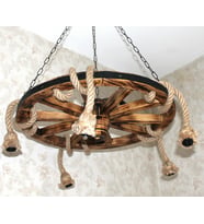 Otantik Çarşı Ahşap Teker Avize 70  cm. 5'li