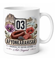 Afyonkarahisar Plakalı Haşhaş Ve Sucuk Diyarı Yöresel Termal Kupa Bardak Hediye
