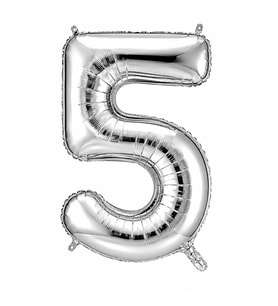5 Rakam Folyo Balon Gümüş Rengi (100 cm)