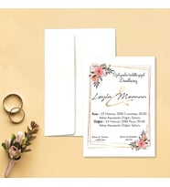 Davetiye Zarf ve Baskı Dahil (Beyaz yada Kraft Zarflı) - Düğün, Nişan, Nikah, Kına Davetiyesi (Beyaz)
