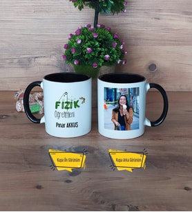 Fizik Öğretmeni Kupa Bardak Siyah Fotoğraflı Öğretmenler Günü Hediyesi