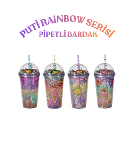 Rainbow Serisi Pipetli Bardak – Renkli, Sızdırmaz ve Çocuklar İçin Güvenli (Çok Renkli)