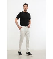 Erkek Beli Lastikli Likralı Pantolon (Beyaz)