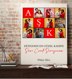 BK Gift Kişiye Özel Fotoğraflı Aşk Tasarımlı Kanvas Tablo-1, Ev Hediyesi, Arkadaşa Hediye, Sevgiliye Hediye