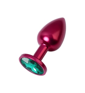 Metal Yeşil Taşlı Kırmızı Plug Orta Boy