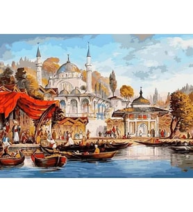 Lale Devri Sayılarla Boyama Seti 40x50 cm (Tuvale Gerili)
