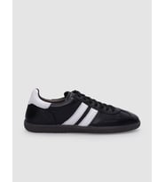 %100 Hakiki Deri Siyah - Beyaz Bağcıklı Kadın Sneaker