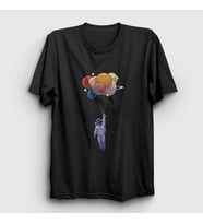 Presmono Unisex Siyah Balloons Astronaut Space Astronot Uzay T-Shirt 282103tt