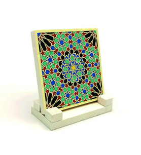 İslami Geometrik Desen (El Hamra Sarayı, Fas)Baskılı Doğaltaş Masaüstlük