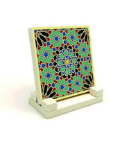 İslami Geometrik Desen (El Hamra Sarayı, Fas)Baskılı Doğaltaş Masaüstlük