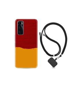 Vivo Y70 Kılıf Silikon Desen Boyun Askılı Sarı Kırmızı Boya 1708