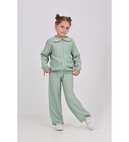 Toontoy Kız Çocuk Yaka Nakışlı Eşofman Takım (Açık Yeşil)