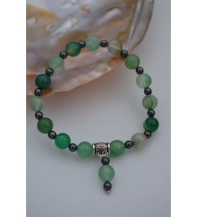 STONEAGE JEWELLERY Yeşil Akik ve Hematit Doğal Taşlı Bileklik (Altın / Dore)