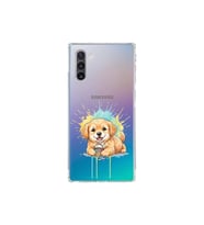 Samsung Galaxy Note 10 ile Uyumlu Splash Köpek Tasarımlı Şeffaf Silikon Kılıf