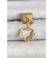 316L Çelik Sallantılı Zirkon Taşlı Kalp Model Gold Renk Nomination Charm 5886 - HPSBYI1931-126