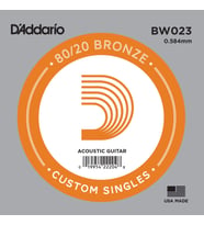 D'Addario BW023 .023 Akustik Gitar Tek Teli - G/Sol Notası (Aksesuar)  80/20 Bronz Sargı, Parlak Ton Karakteri ve Yüksek Akort Stabilitesi