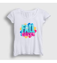 Presmono Kadın Beyaz Logo Oyun Fall Guys T-Shirt 360418tt